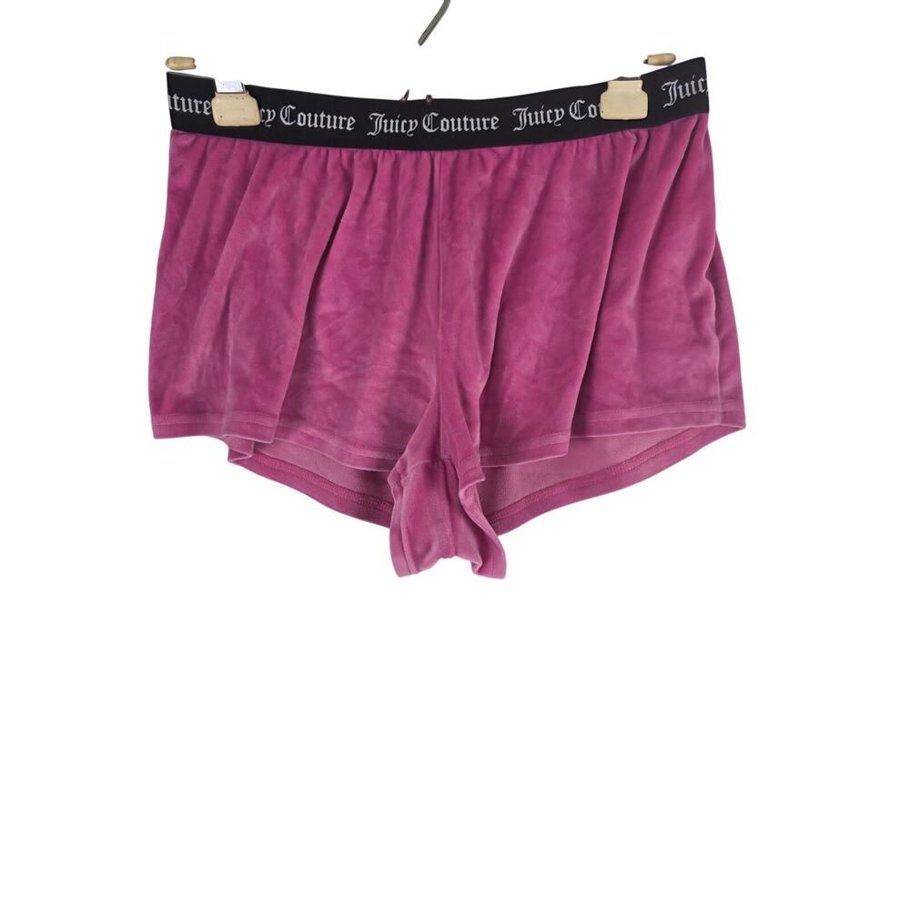 Juicy Couture Pajama Shorts Soft Velvety‎ Feel M Womens Pink Logo Back Pull On